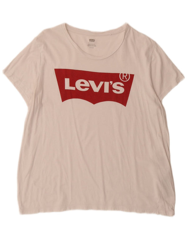 Γυναικείο γραφικό T-Shirt Levi's Top UK 18 XL Λευκό βαμβακερό