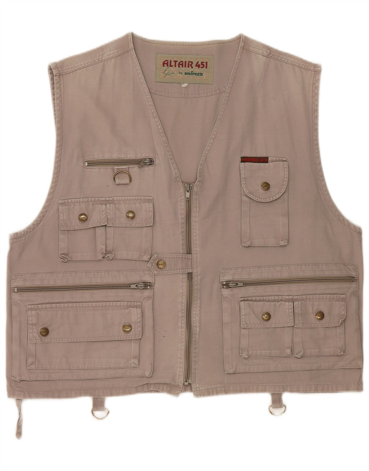 Vintage Mens Utility Gilet UK 38 Medium Grey