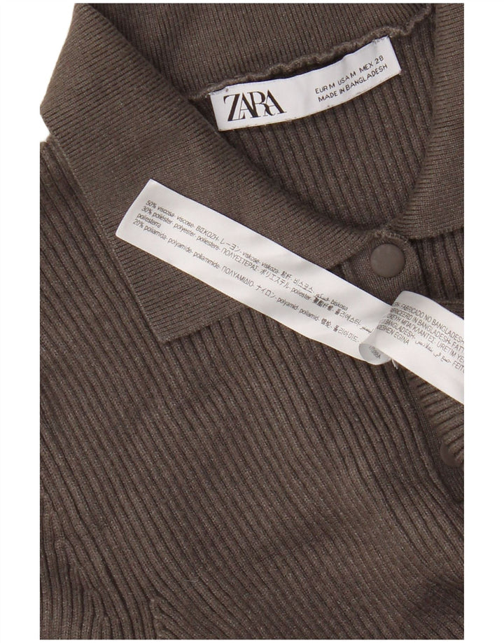 Zara Γυναικείο πουλόβερ Polo Neck Jumper UK 12 Medium Grey Viscose