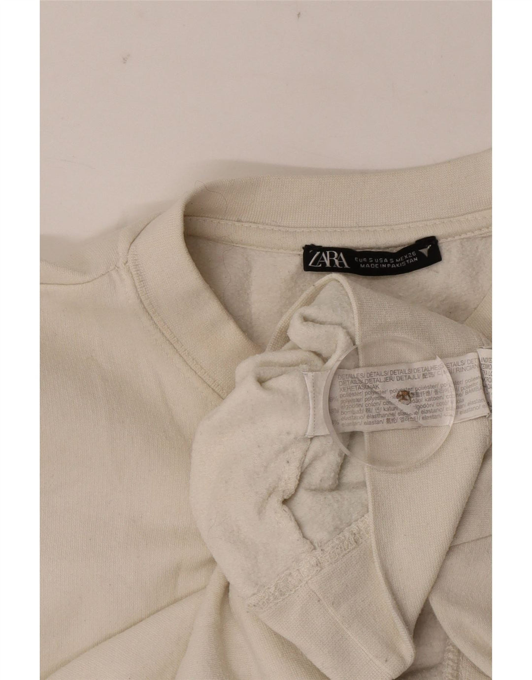 Zara Γυναικεία φούτερ Crop Jumper UK 10 Small White Cotton