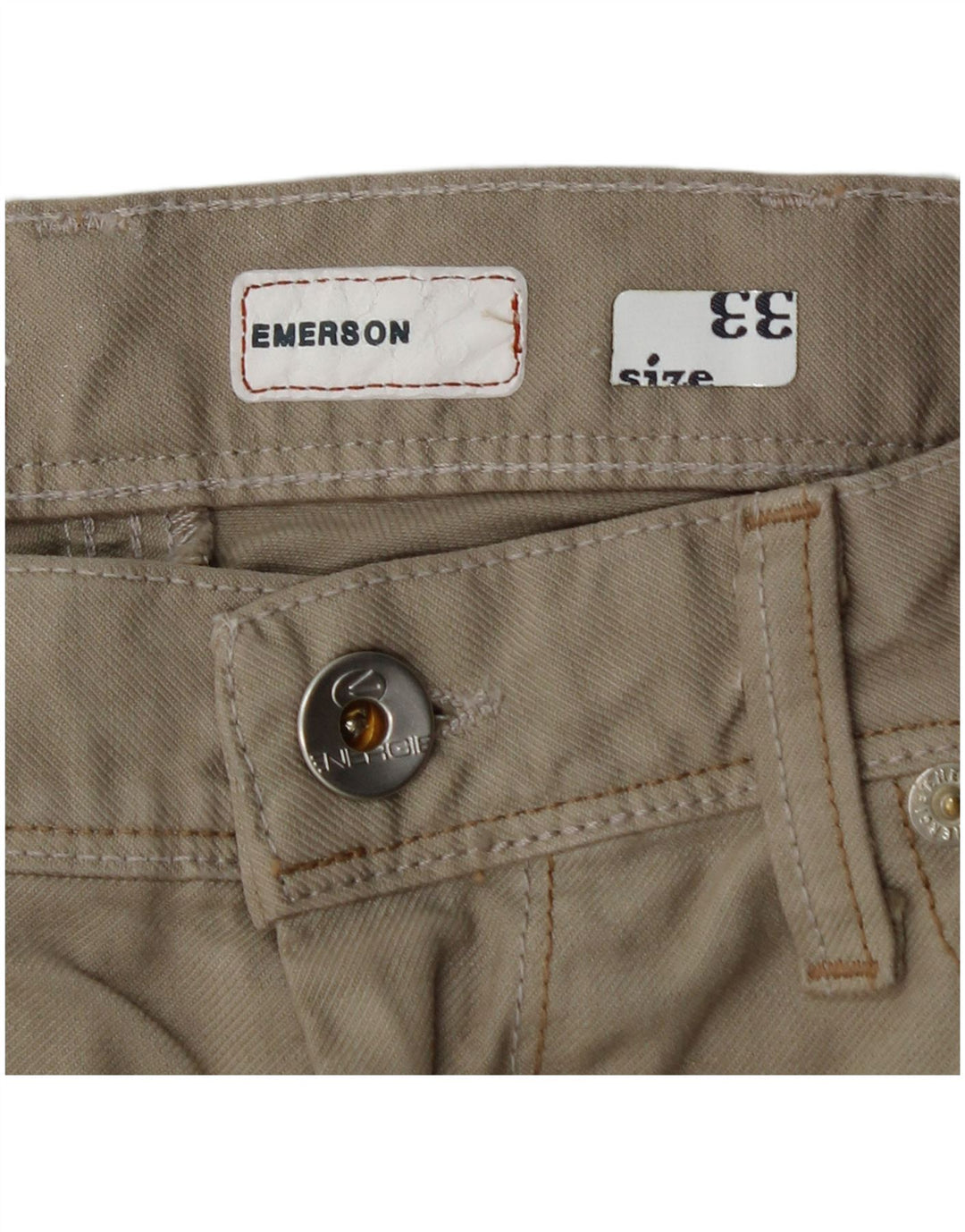 Ανδρικό ENERGIE Emerson Straight Casual Παντελόνι W33 L32 Μπεζ βαμβακερό