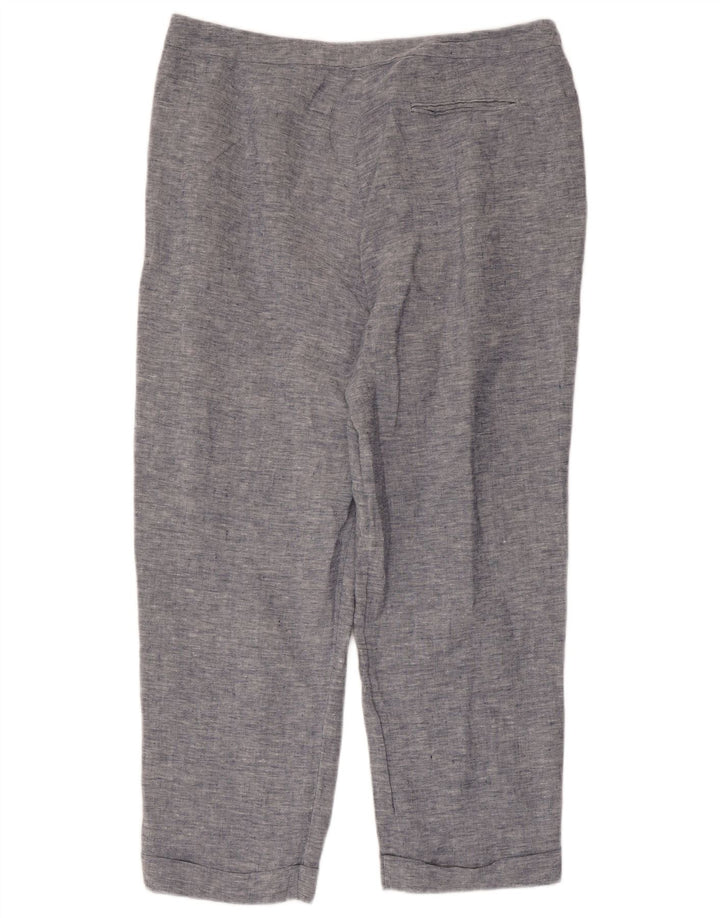 JAEGER Γυναικείο ίσιο κομμένο παντελόνι UK 16 μεγάλο W36 L25 μπλε λινό