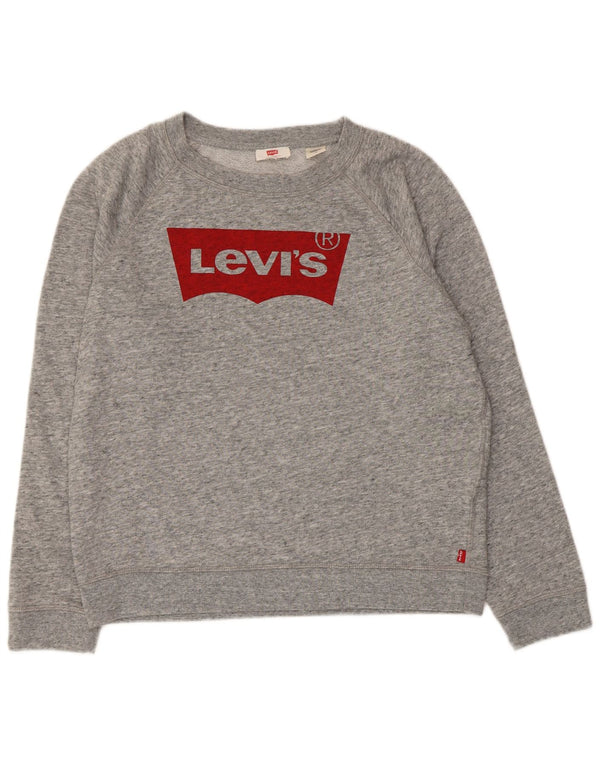 Γυναικείο γραφικό φούτερ Levi's Jumper UK 16 Large Grey Flecked Cotton