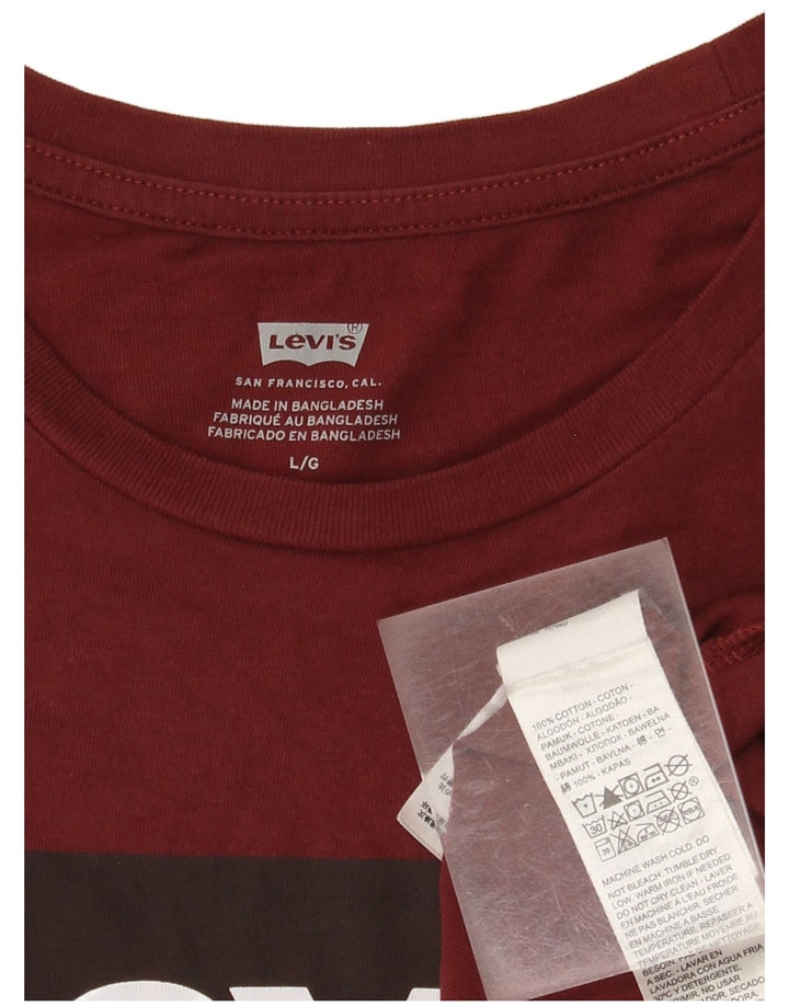 Ανδρικό γραφικό T-Shirt Levi's Top μεγάλο μπορντό βαμβακερό