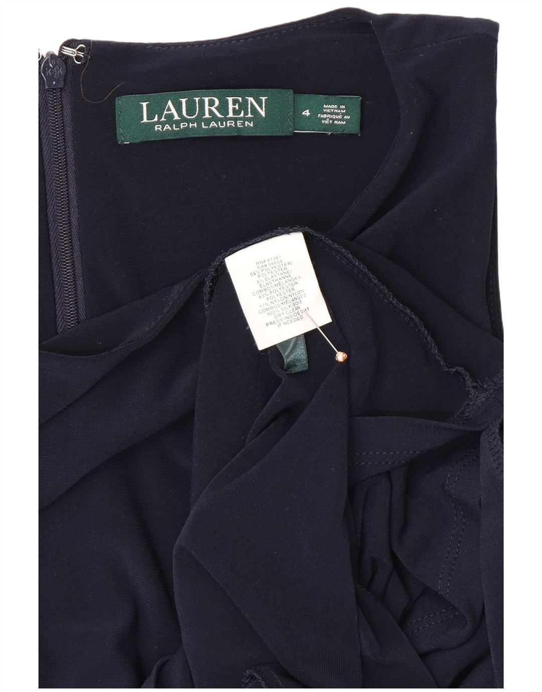 RALPH LAUREN Γυναικείο αμάνικο φόρεμα US 4 Small Navy Blue Polyester