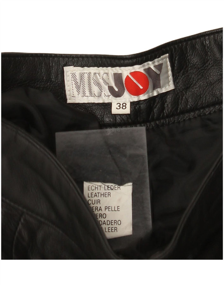 MISS JOY Γυναικείο ψηλόμεσο δερμάτινο σορτς EU 38 Medium W25 μαύρο δέρμα