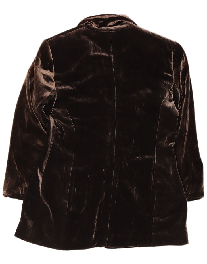 APRIORI Γυναικείο μπλέιζερ με 3 κουμπιά UK 14 Μεγάλο Καφέ Μεταξωτό