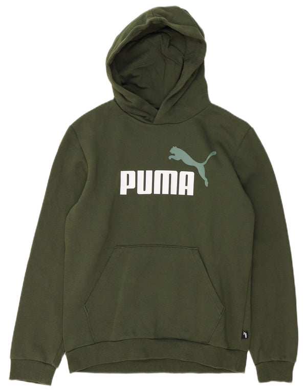 Puma Boys Graphic Hoodie Jumper 13-14 Years Green Cotton