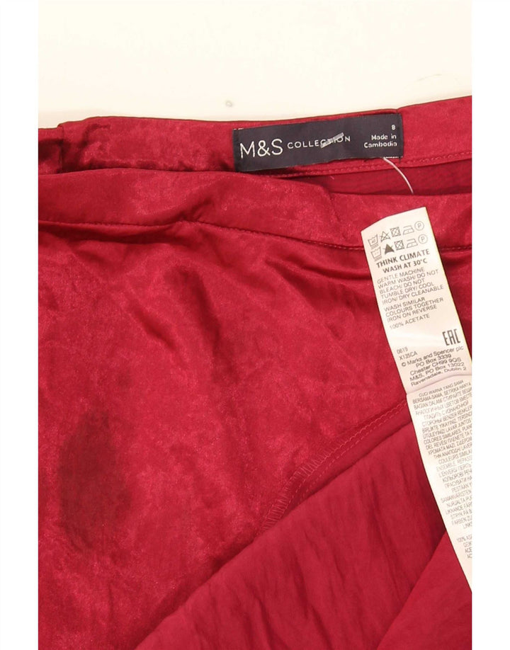 Marks & Spencer Γυναικεία φούστα Α-γραμμής UK 8 Small W26 Red Acetate