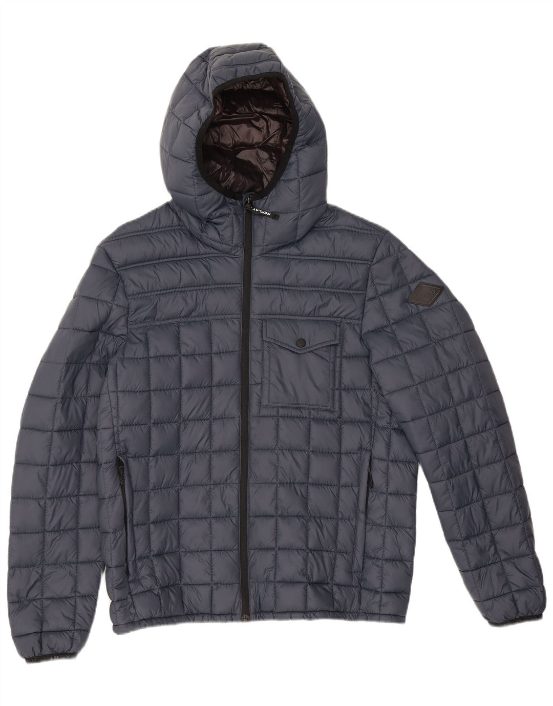 Replay γυναικείο μπουφάν με κουκούλα UK 16 Large Navy Blue Polyamide