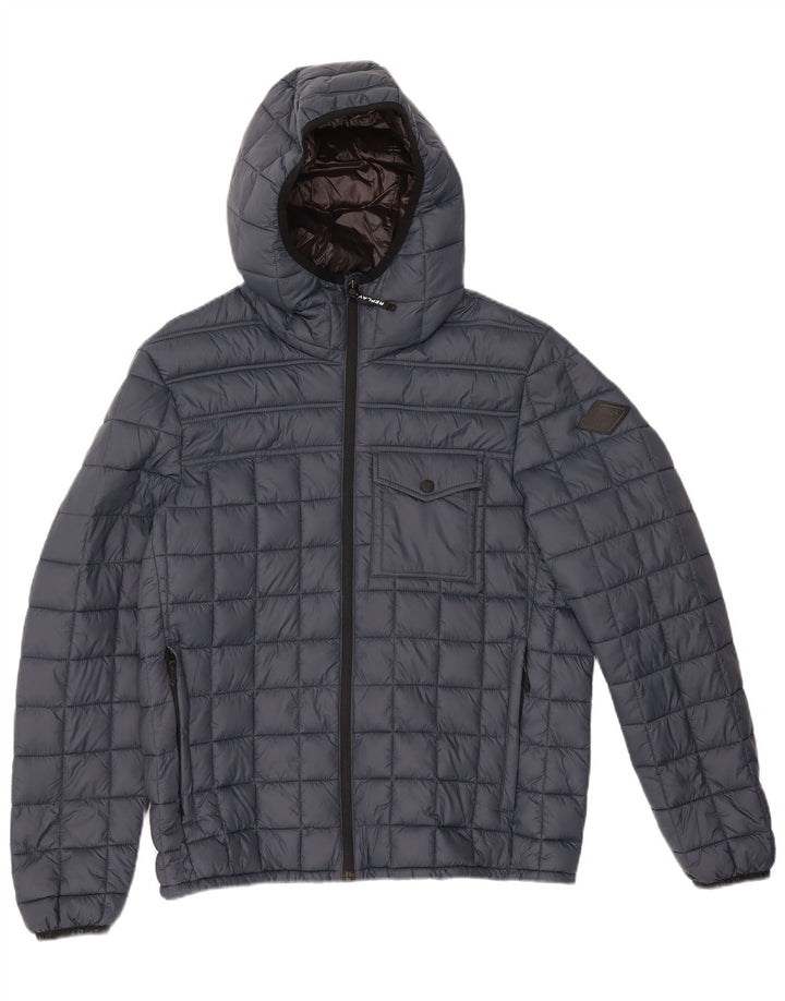 Replay γυναικείο μπουφάν με κουκούλα UK 16 Large Navy Blue Polyamide