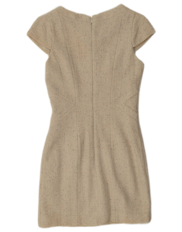 Γυναικείο φόρεμα αποθήκης UK 8 Small Beige Flecked Wool