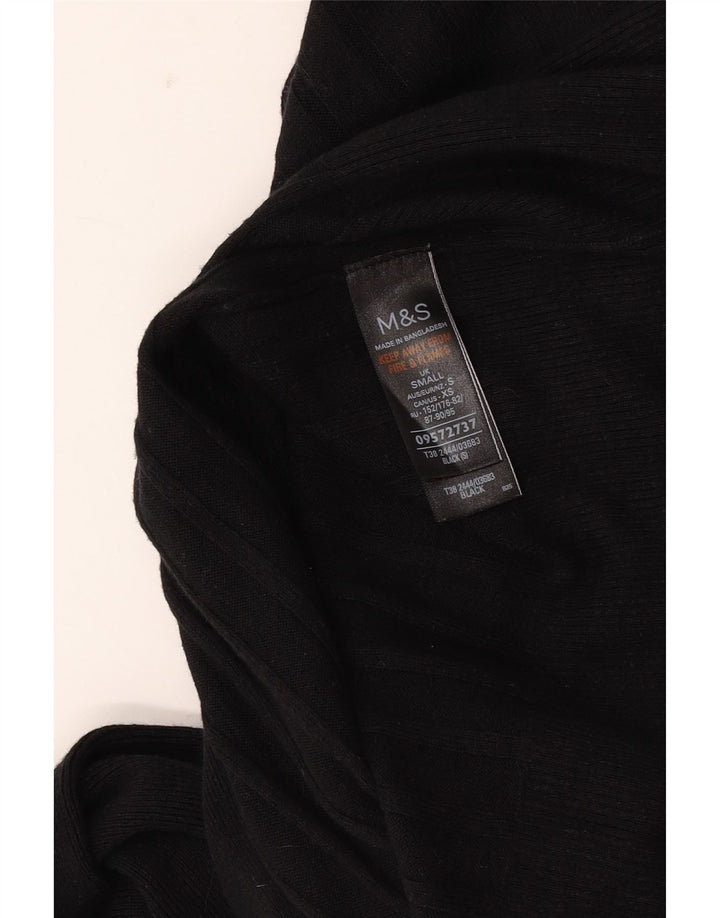 Marks & Spencer Γυναικείο ανοιχτό πουλόβερ ζακέτα UK 10 Small μαύρο ριγέ