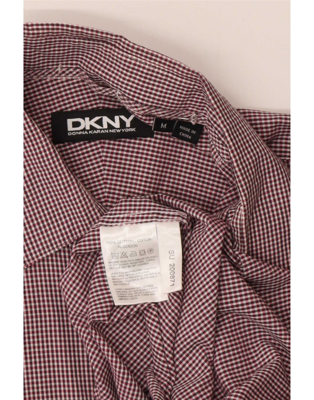 Ανδρικό πουκάμισο Dkny, μεσαίο μπορντό, βαμβακερό Gingham