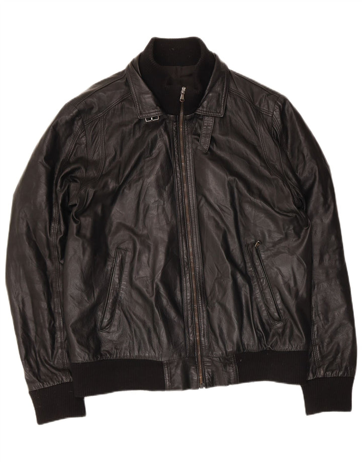 Ανδρικό δερμάτινο μπουφάν Gianfranco Gotelli Bomber UK 38 Medium Black Leather