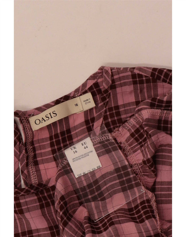 Γυναικείο μακρυμάνικο φόρεμα Oasis UK 16 Large Pink Check Polyester