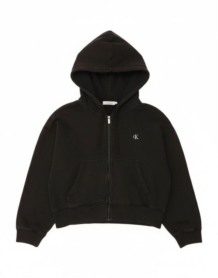 Calvin Klein Jeans Γυναικείο πουλόβερ με κουκούλα με φερμουάρ UK 14 μεσαίο μαύρο