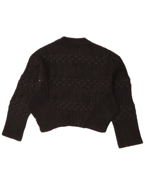 Zara Γυναικείο πουλόβερ με λαιμόκοψη Crop Crop UK 10 Small Black Geometric