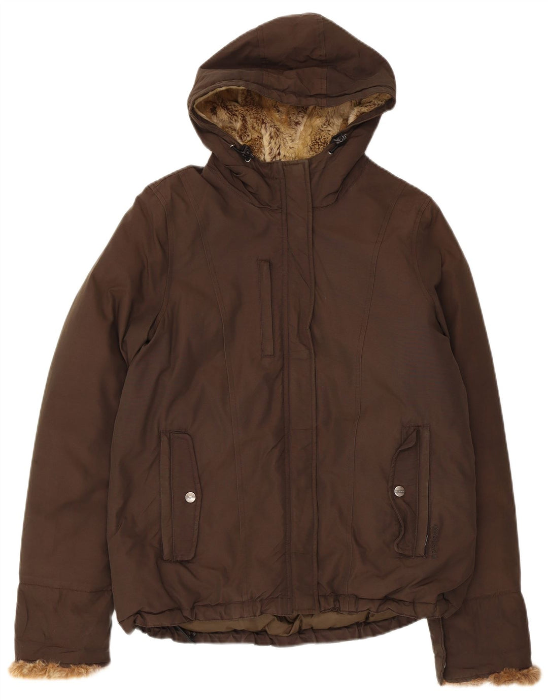 Woolrich Γυναικείο μπουφάν με κουκούλα UK 16 μεγάλο χακί βαμβακερό