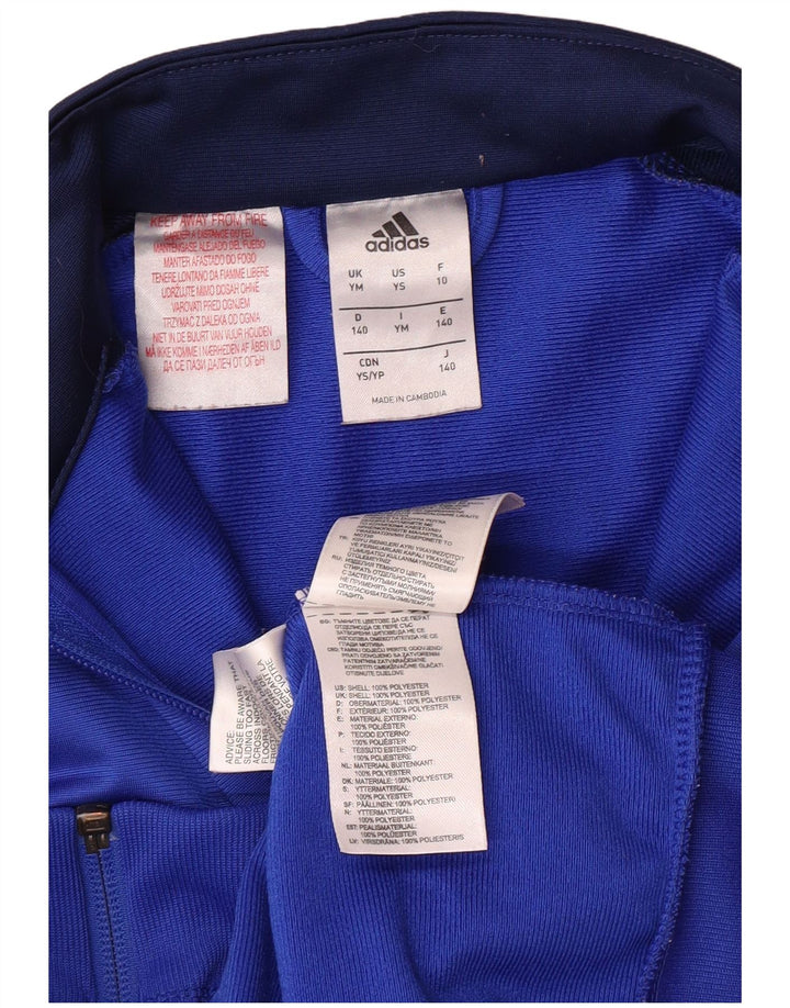 ADIDAS Boys Tracksuit Top Jacket 9-10 Years Medium Blue Colourblock