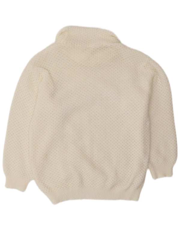 VINTAGE Γυναικείο πουλόβερ με ρολό λαιμόκοψη UK 14 Μεσαίο λευκό