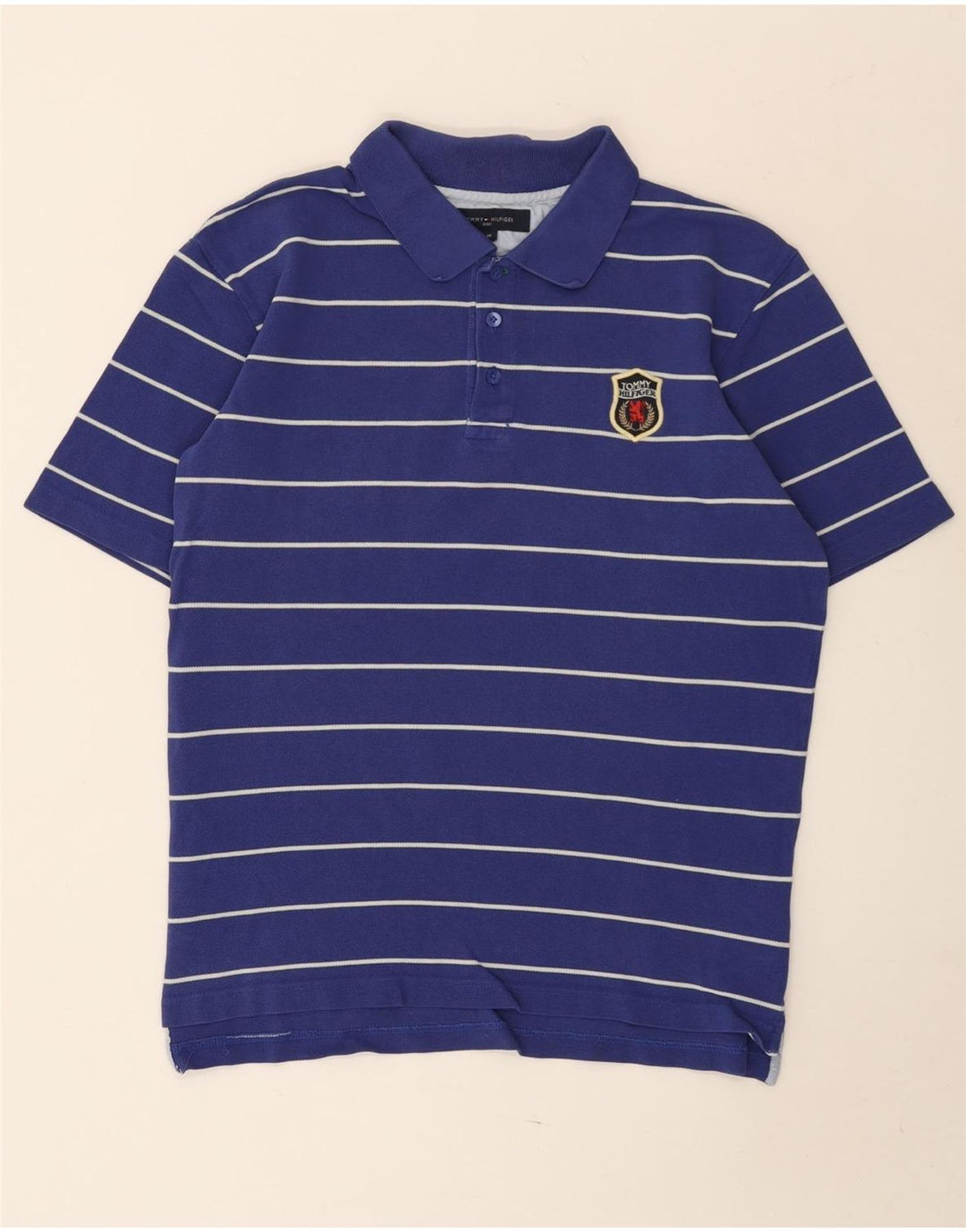 Ανδρικό μπλουζάκι πόλο Tommy Hilfiger, Βαμβακερό μεσαίο μπλε ριγέ