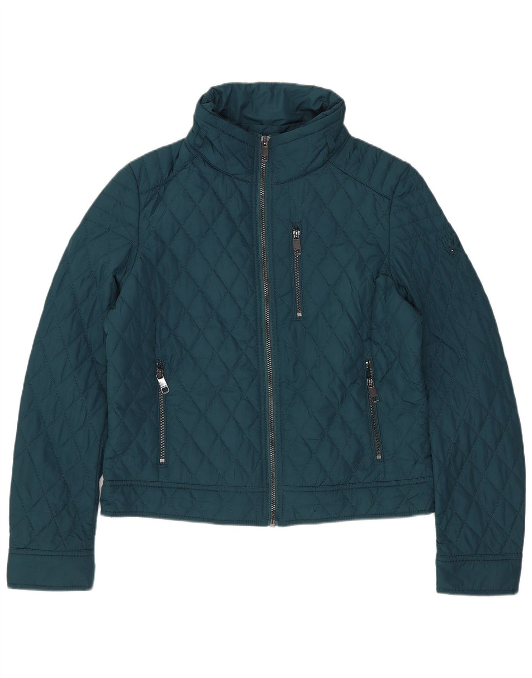Tommy Hilfiger Γυναικείο Crop Quilted Jacket UK 14 Medium Green Cotton