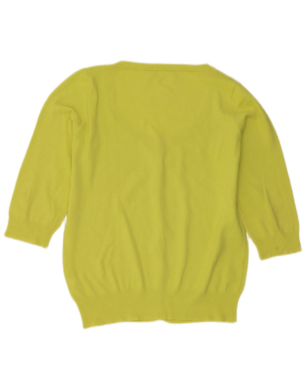 Zara Womens 3/4 Sleeve Cardigan Sweater UK 18 XL Green Cotton
