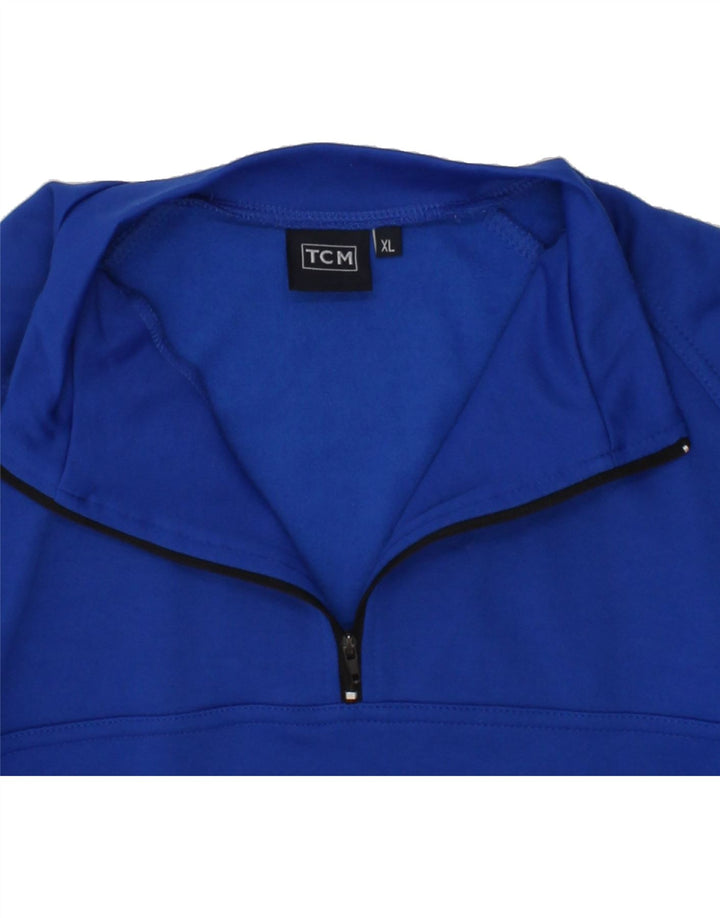 TCM Mens Zip Neck Pullover Tracksuit Top XL Blue Colourblock Polyester Vintage TCM and Second-Hand TCM from Messina Hembry 