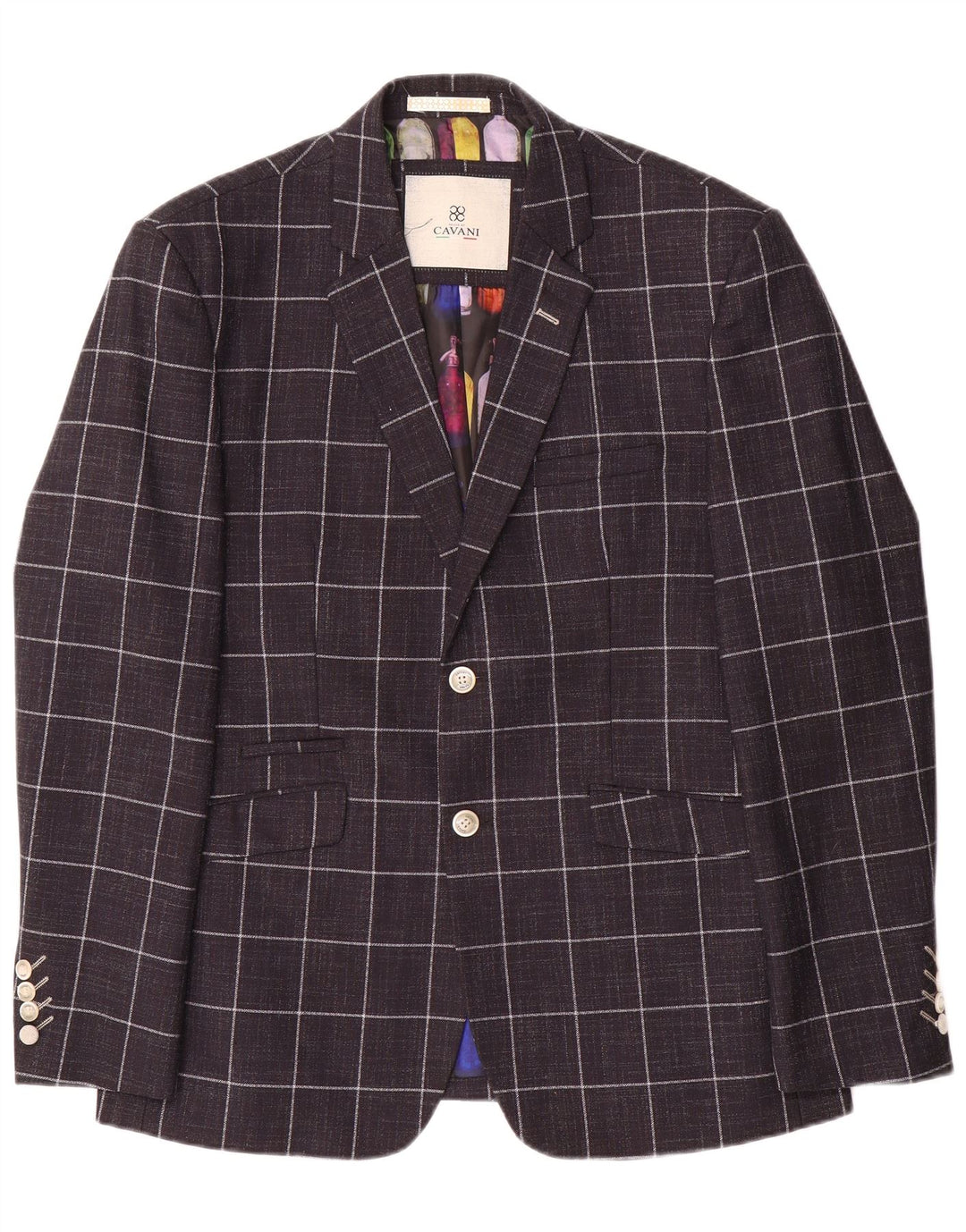 Cavani Ανδρικό σακάκι σακάκι με 2 κουμπιά UK 42 XL Navy Blue Check Polyester