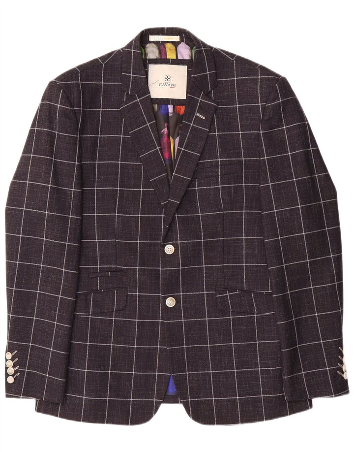 Cavani Ανδρικό σακάκι σακάκι με 2 κουμπιά UK 42 XL Navy Blue Check Polyester