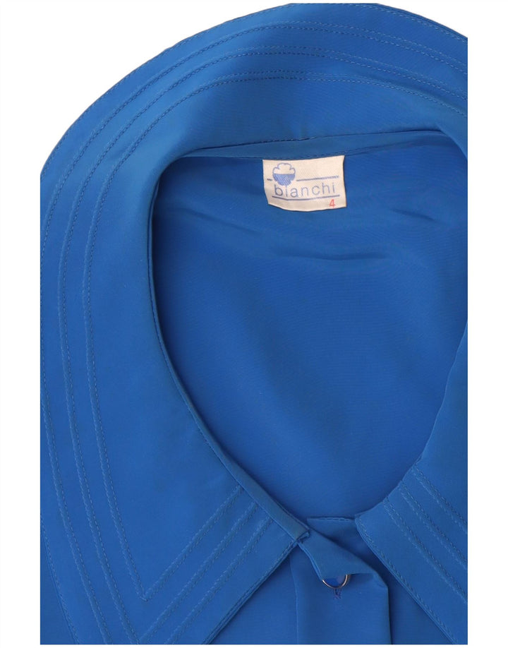 Vintage γυναικείο πουκάμισο μπλούζα UK 14 Large Blue Polyester