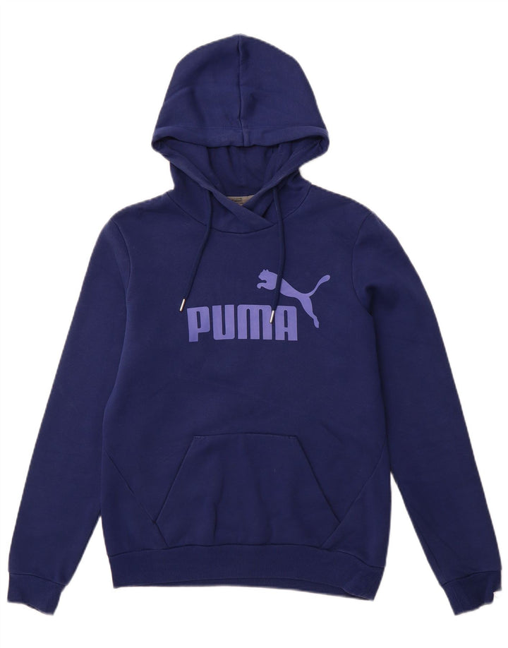 PUMA Womens Graphic Hoodie Jumper UK 10 Small  Navy Blue Polyester