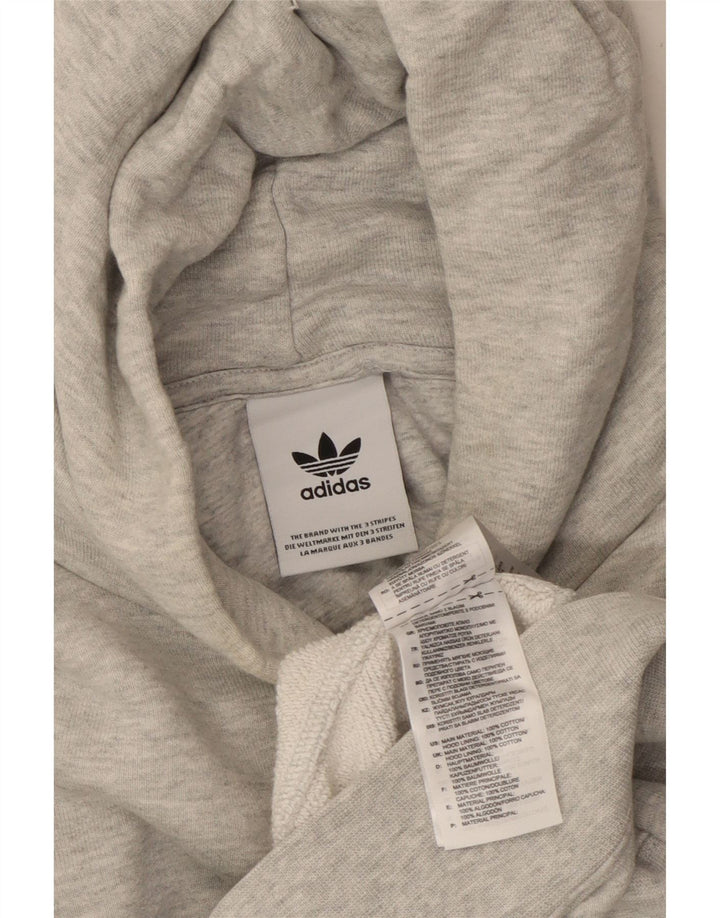 Γυναικεία Adidas Crop Hoodie Jumper UK 14 Medium Grey Cotton