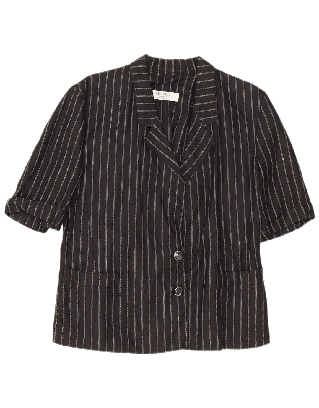 Max Mara Γυναικείο μπουφάν blazer 2 κουμπιών UK 14 μέτριο μαύρο ρίγες