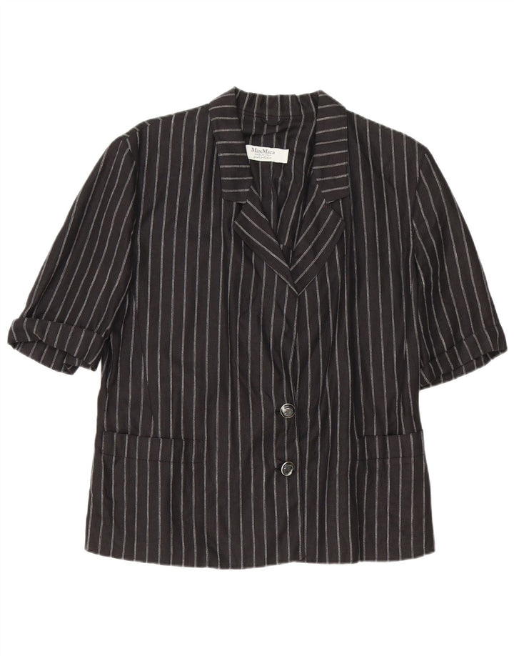 Max Mara Γυναικείο μπουφάν blazer 2 κουμπιών UK 14 μέτριο μαύρο ρίγες