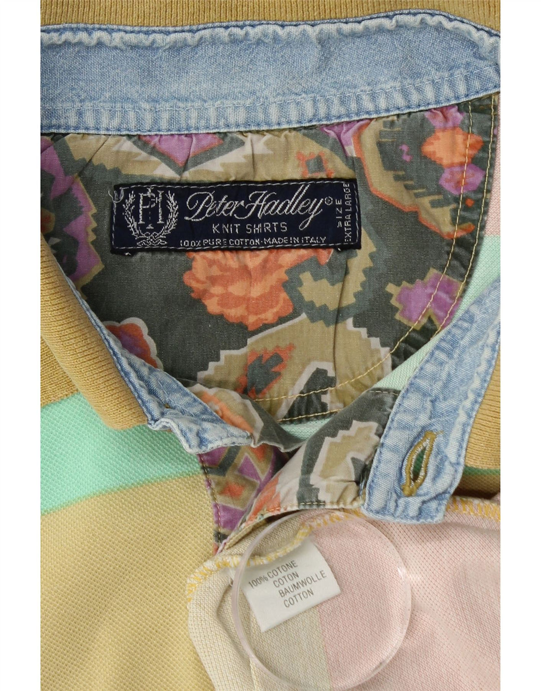 PETER HADLEY Ανδρικό πουκάμισο πόλο XL Πολύχρωμο βαμβακερό ριγέ