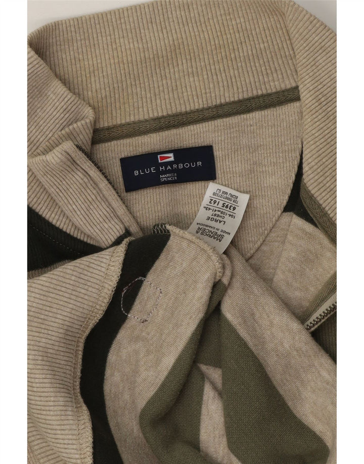 Ανδρικό πουλόβερ Marks & Spencer Blue Harbour με φερμουάρ με λαιμόκοψη μεγάλο χακί
