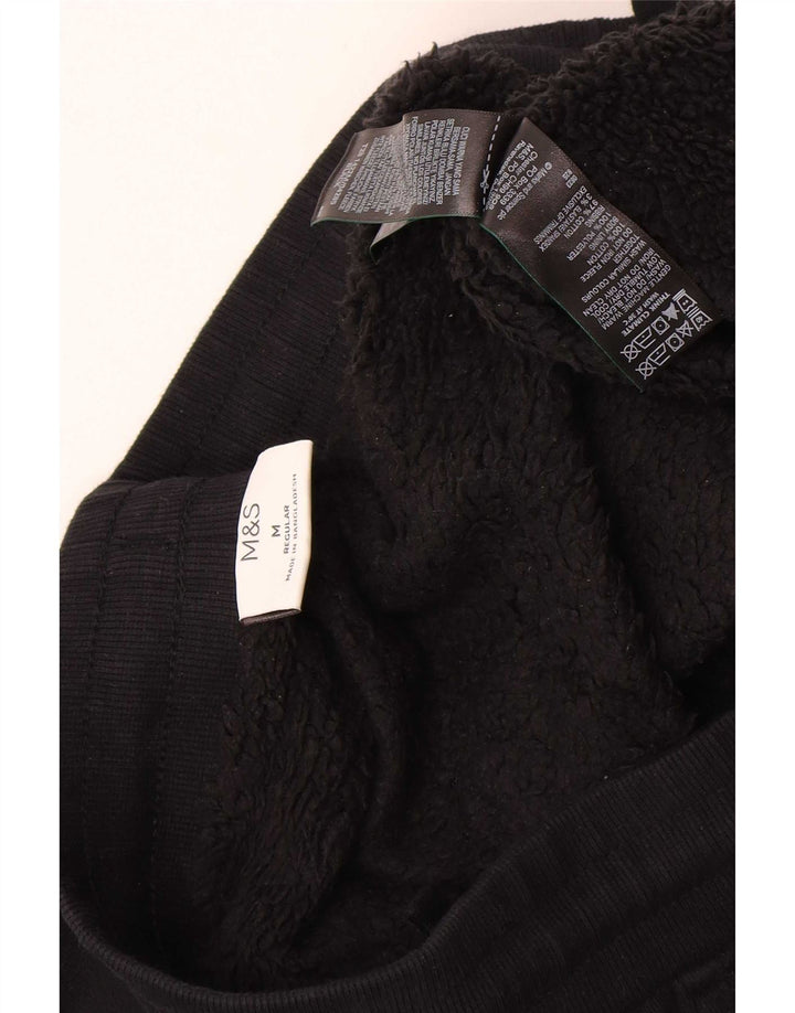 Marks & Spencer Ανδρική φόρμα παντελόνι Joggers Μεσαίο μαύρο βαμβακερό