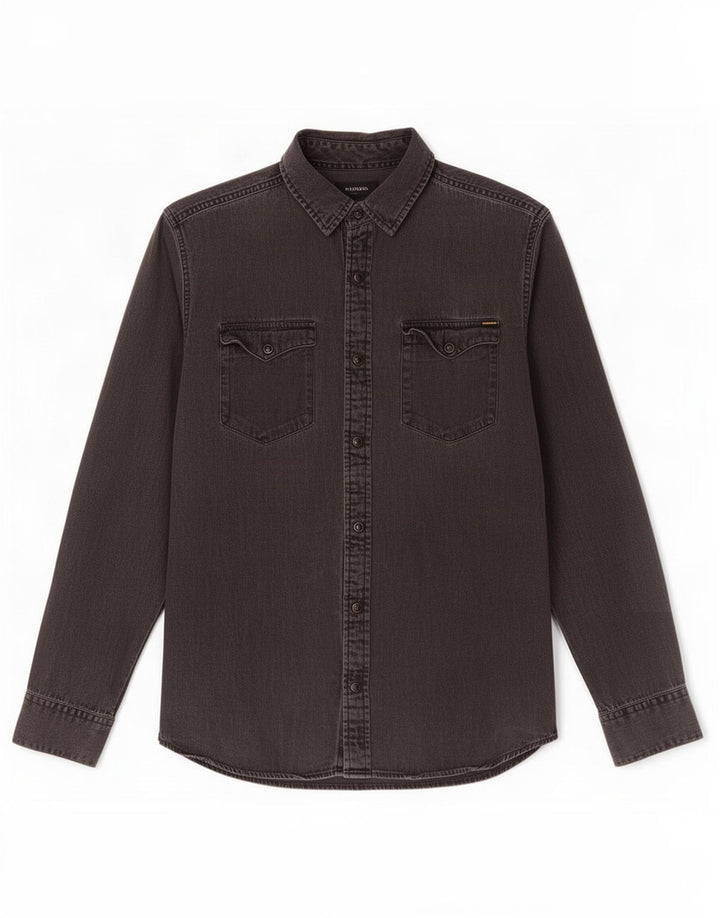 Jack & Jones Ανδρικό τζιν πουκάμισο μεγάλο γκρι βαμβακερό
