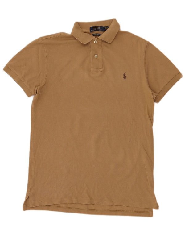 Ανδρικό πουκάμισο πόλο με λεπτή εφαρμογή Ralph Lauren Μικρό καφέ βαμβακερό Classic