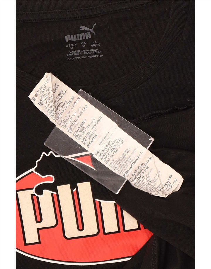 Ανδρικό γραφικό μπλουζάκι Puma, μεσαίο μαύρο βαμβακερό