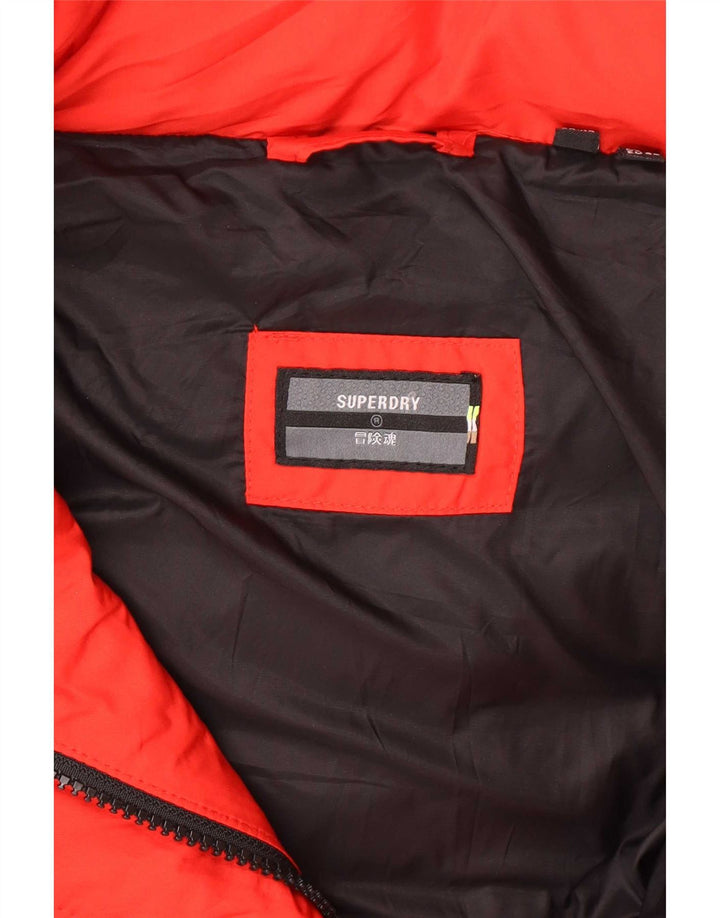 Superdry γυναικείο παλτό με κουκούλα με επένδυση UK 12 μεσαίο κόκκινο πολυεστέρας