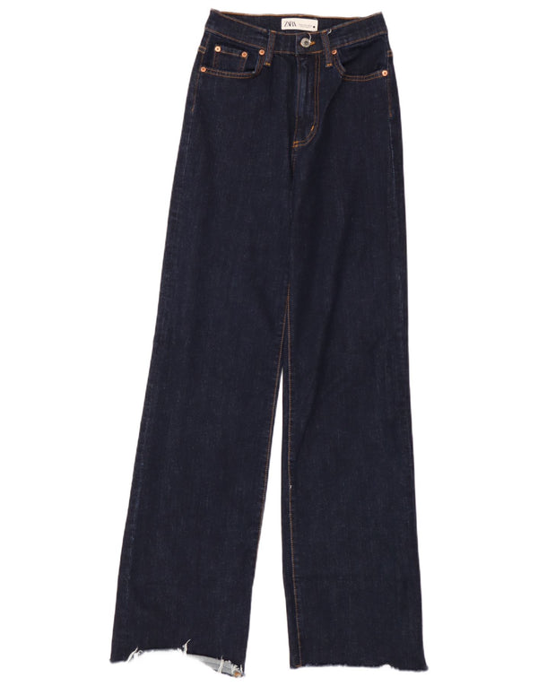 Zara Γυναικείο φαρδύ τζιν EU 34 2XS W24 L34 Navy Blue Cotton