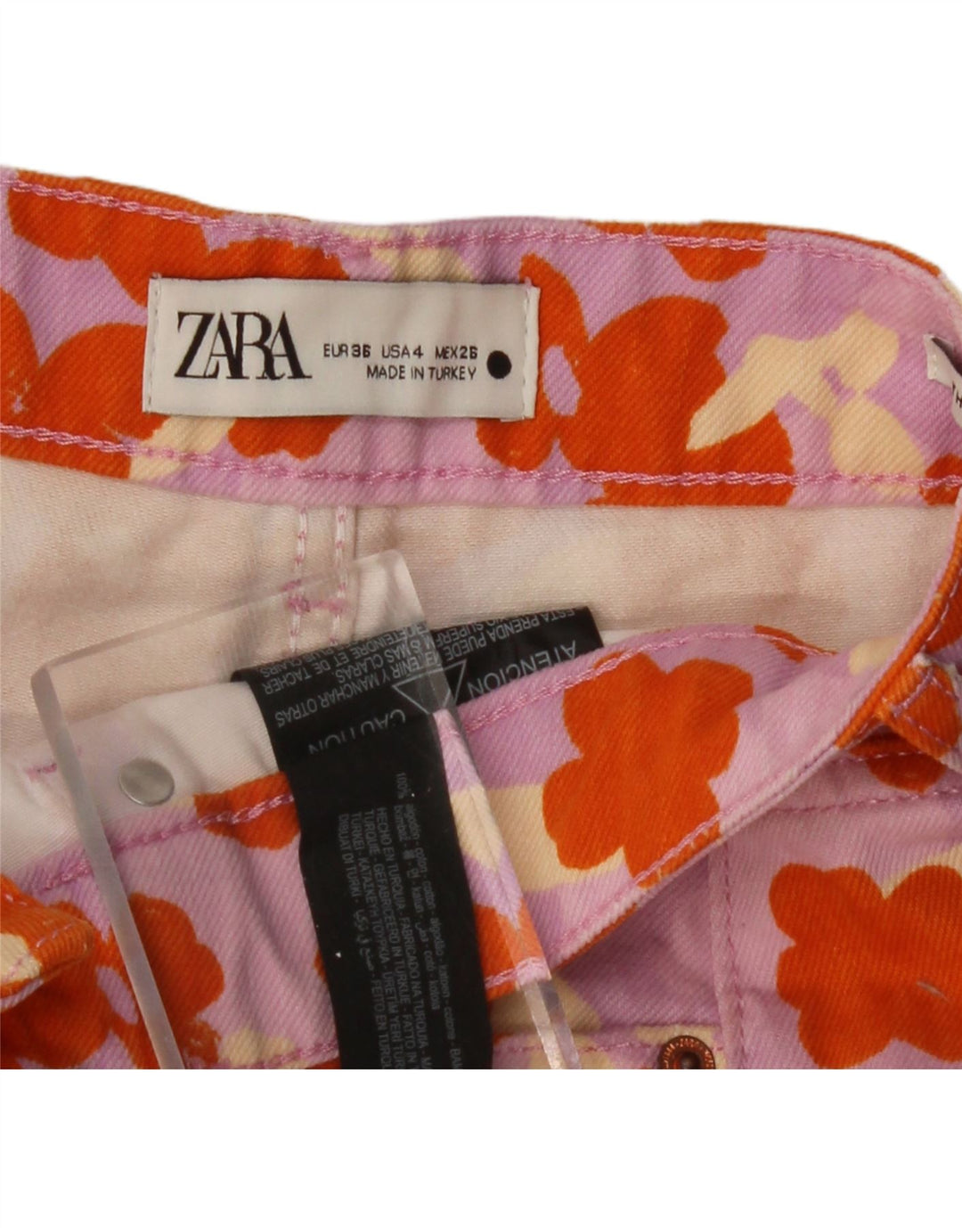 ZARA Γυναικείο τζιν σορτς EU 36 Small W26 πολύχρωμο φλοράλ