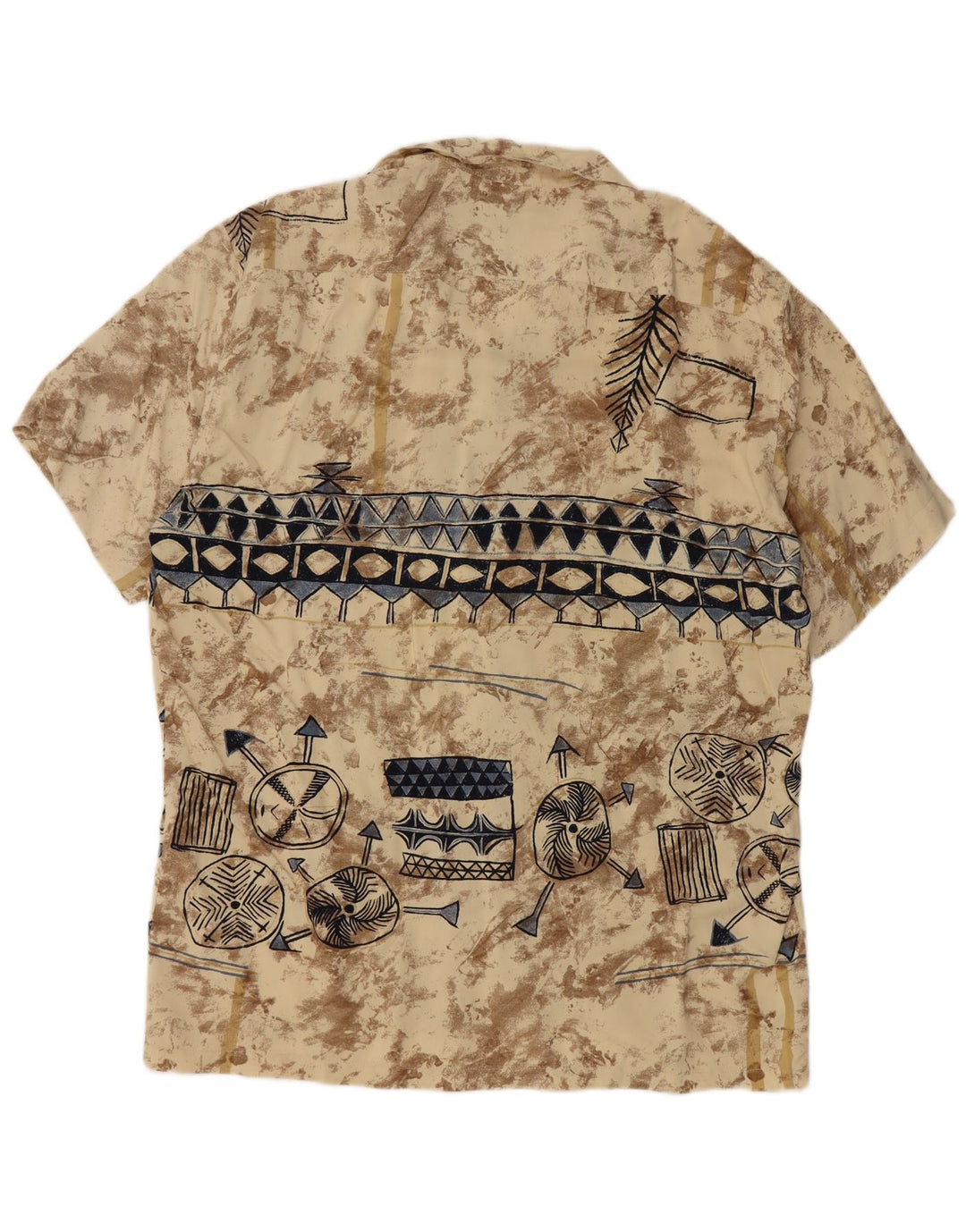 Ανδρικό κοντομάνικο πουκάμισο TIPO' S Μεγάλο μπεζ γεωμετρική βισκόζη