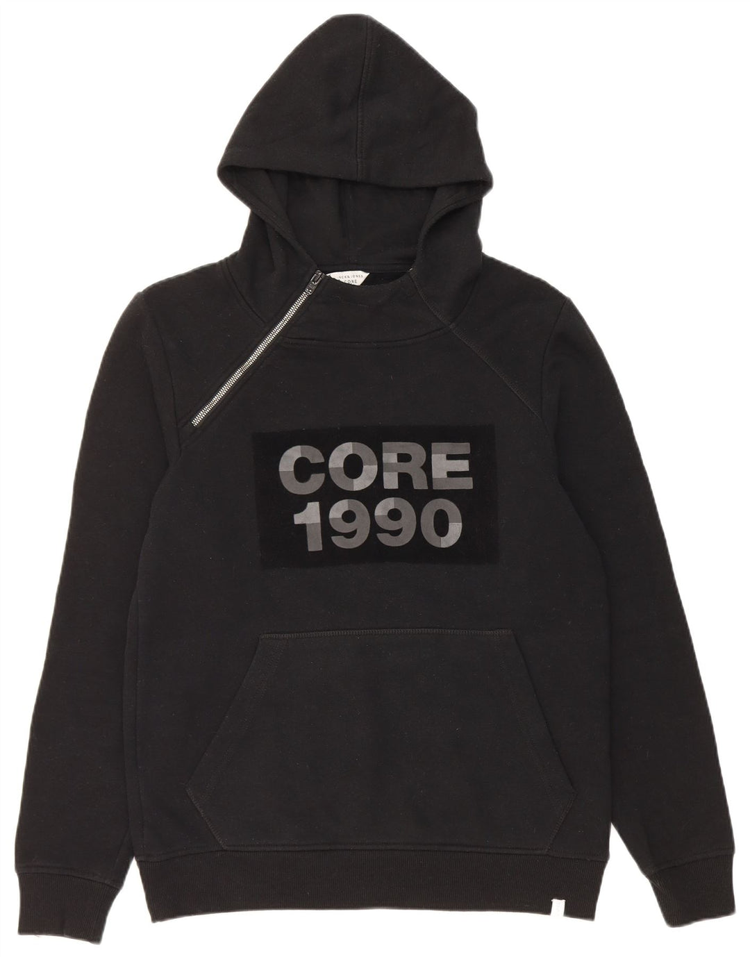 Jack & Jones Ανδρικό φερμουάρ με γραφικό κουκούλα με μεσαίο μαύρο πολυεστέρα