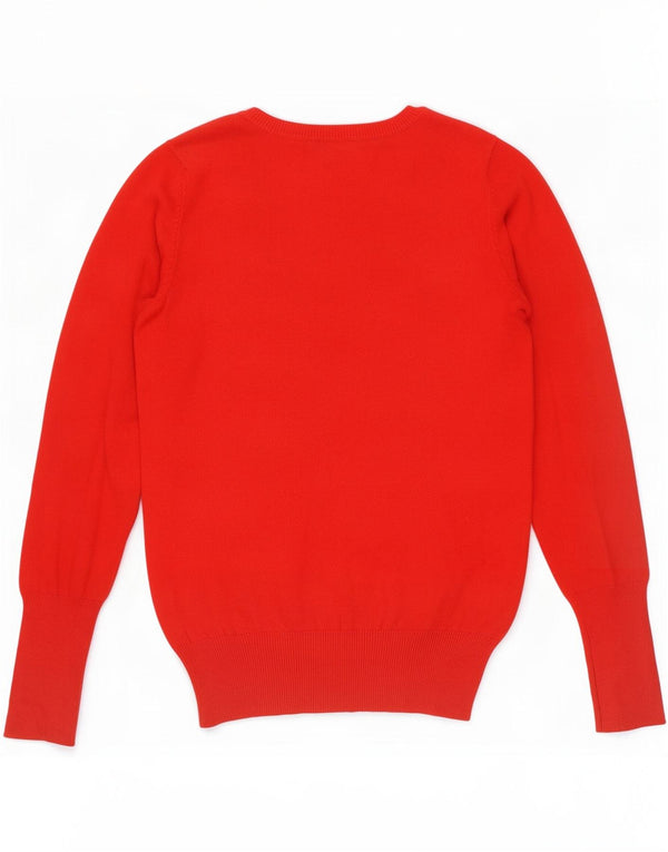 Zara Γυναικείο πουλόβερ με V λαιμόκοψη UK 12 Medium Red