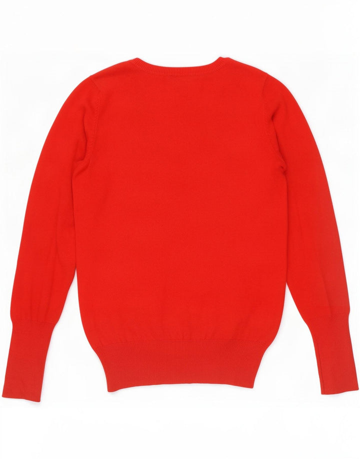 Zara Γυναικείο πουλόβερ με V λαιμόκοψη UK 12 Medium Red