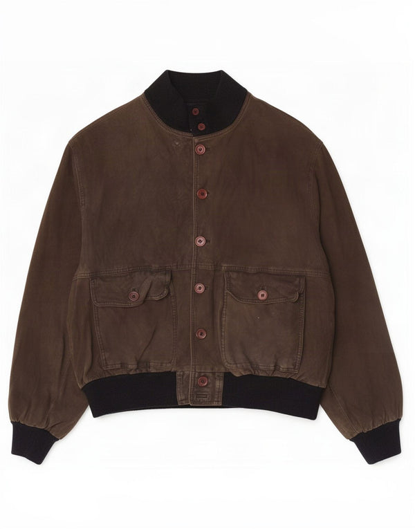 Vintage Ανδρικό Suede Bomber Jacket UK 40 Large Khaki